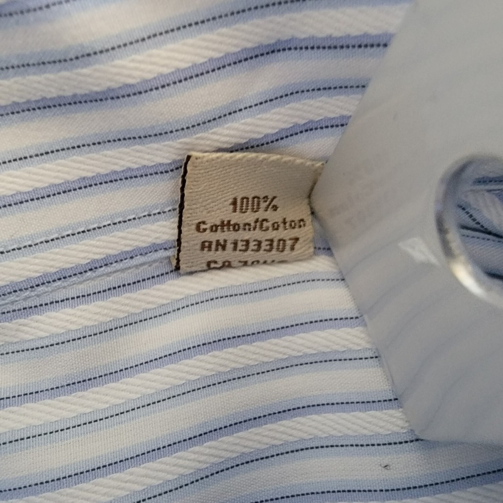 Tommy Bahama Button Down Shirt Men 18 34/35 Blue White Striped Long Sleeve - Picture 8 of 8